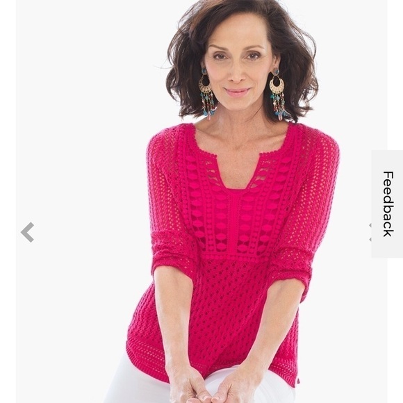 Chico's Tops - CHICO'S crochet detail jaime‎ pullover in raspberry size S